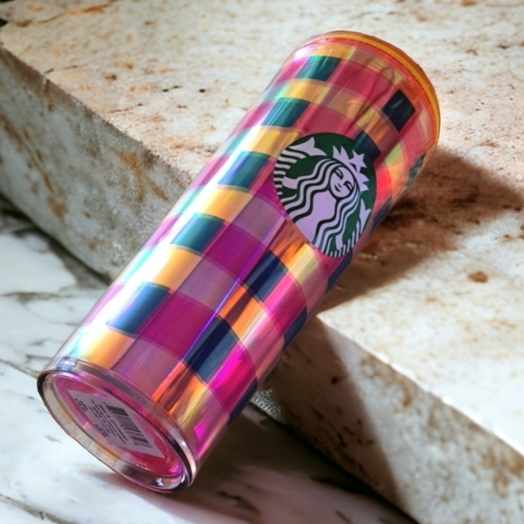 Starbucks 2023 Limited Edition Multi Color Plaid Tumbler 24oz NWT - Picture 2 of 5